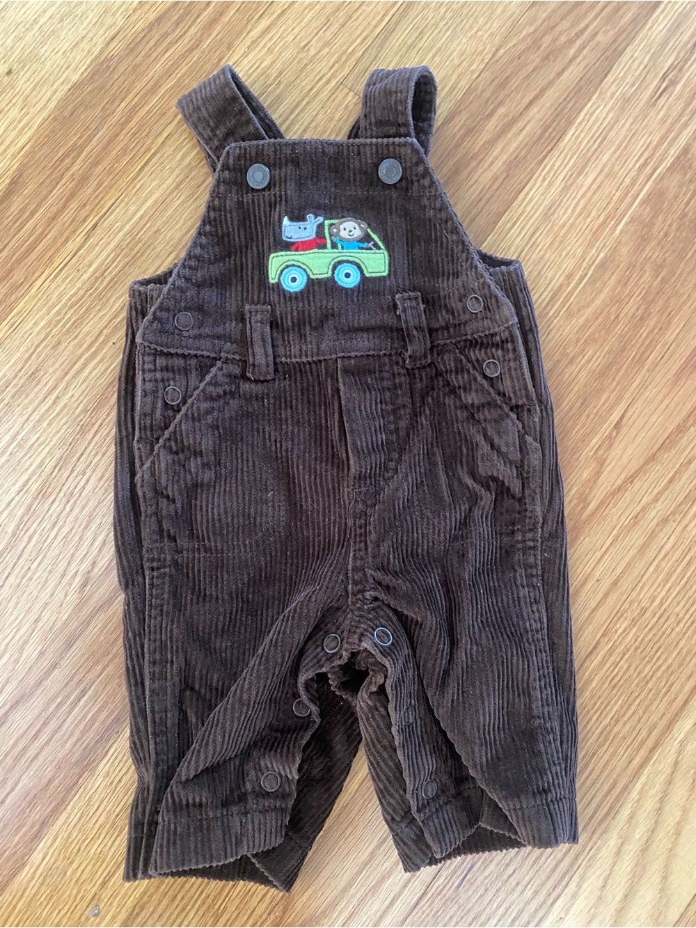 Carter's Brown Corduroy Overalls with Truck and animal patch
